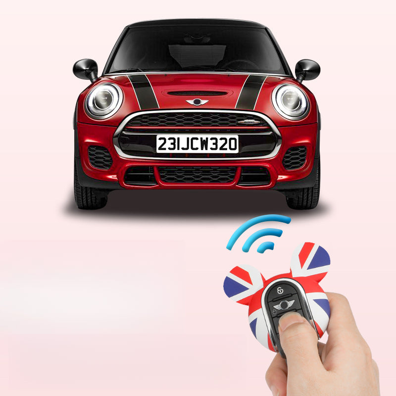 MINI Cooper Cartoon Key Cover & Graffiti Keychain – Fun Car Key Case
