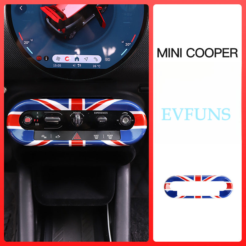 MINI Electric Center Console Button Trim – Interior Decoration Frame Red and Blue Union Flag Evfuns