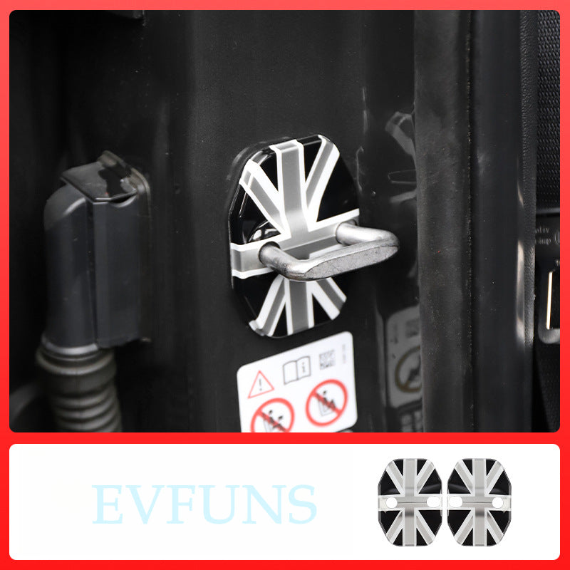 MINI F65/F66/F67 Door Lock Cover Protector Gray and black rice flag Evfuns