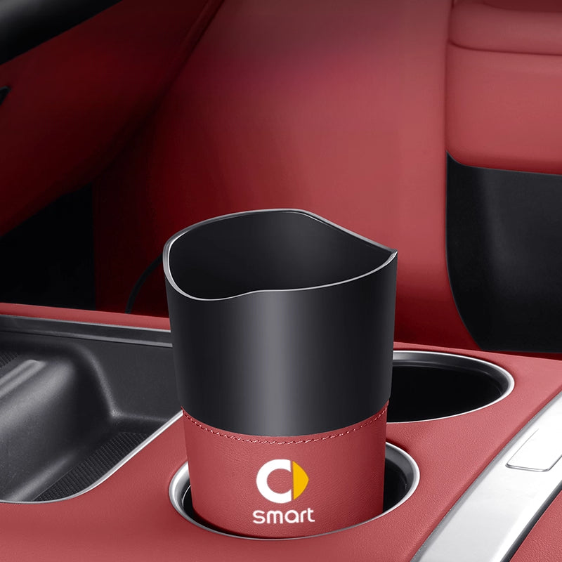 Smart # 1 # 3 # 5 Car Trash Bin | Umbrella Holder & Cup Organizer smart【Water Cup Cylinder Trash Can★Leather