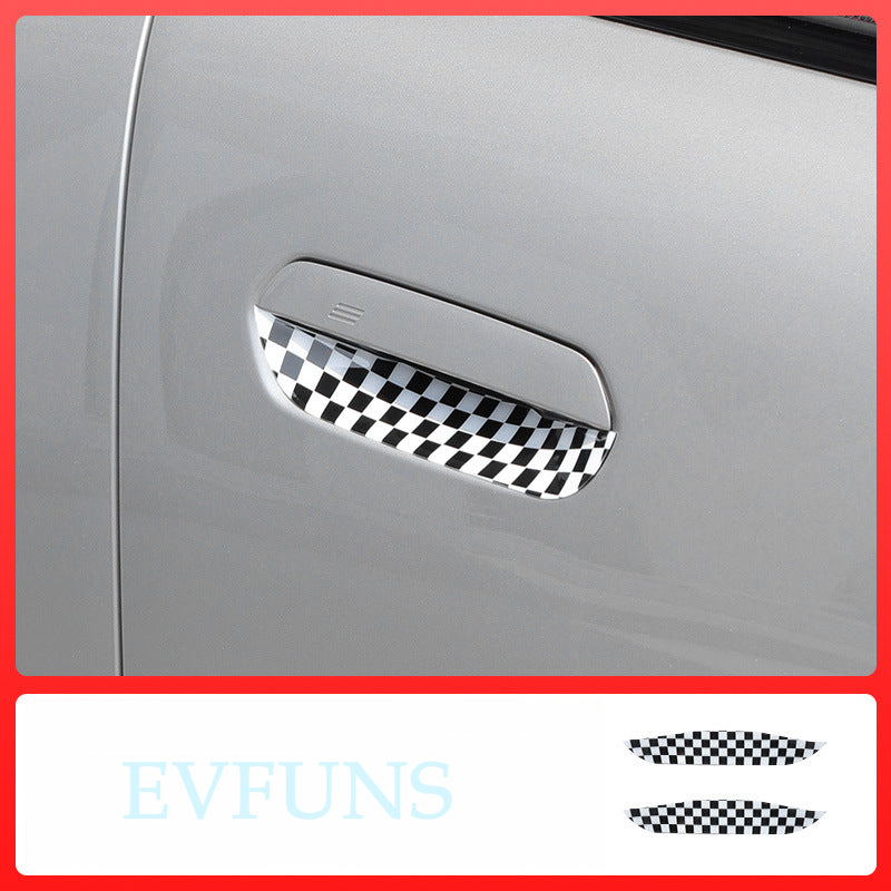 MINI J05/J01/U25 Door Handle Bowl Protector J01/J05/U25 [Black and White Plaid] One-Pair Package Evfuns