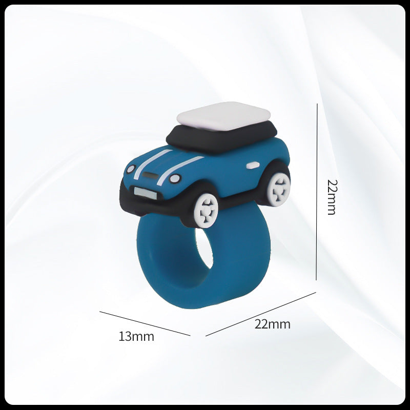 MINI Cooper Dashboard Silicone Ornament – Miniature Car Interior Decoration MINI Button Ring [Blue] Evfuns