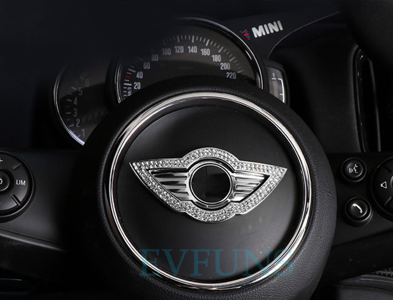 Crystal Steering Wheel Emblem Sticker for MINI Cooper Evfuns