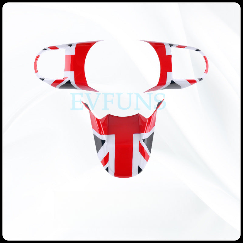MINI Cooper F-Series Steering Wheel Trim Cover Black and Red Rice Flag [Medium-Low Configuration] Evfuns