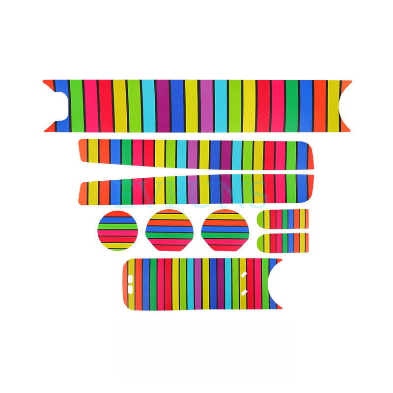 MINI J01 Leather Center Console & Door Slot Mats [Rainbow Strip] Suitable for J01 Evfuns
