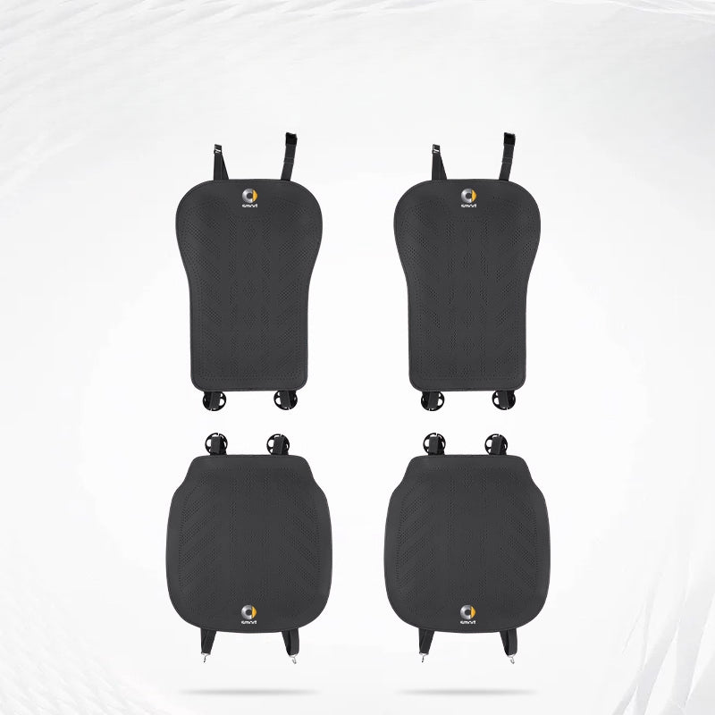 Smart # 1 # 3 # 5 Napa Leather Seat Cushion | All-Season Car Seat Cover smart-Front Seat Cushion + Backrest [Black-4