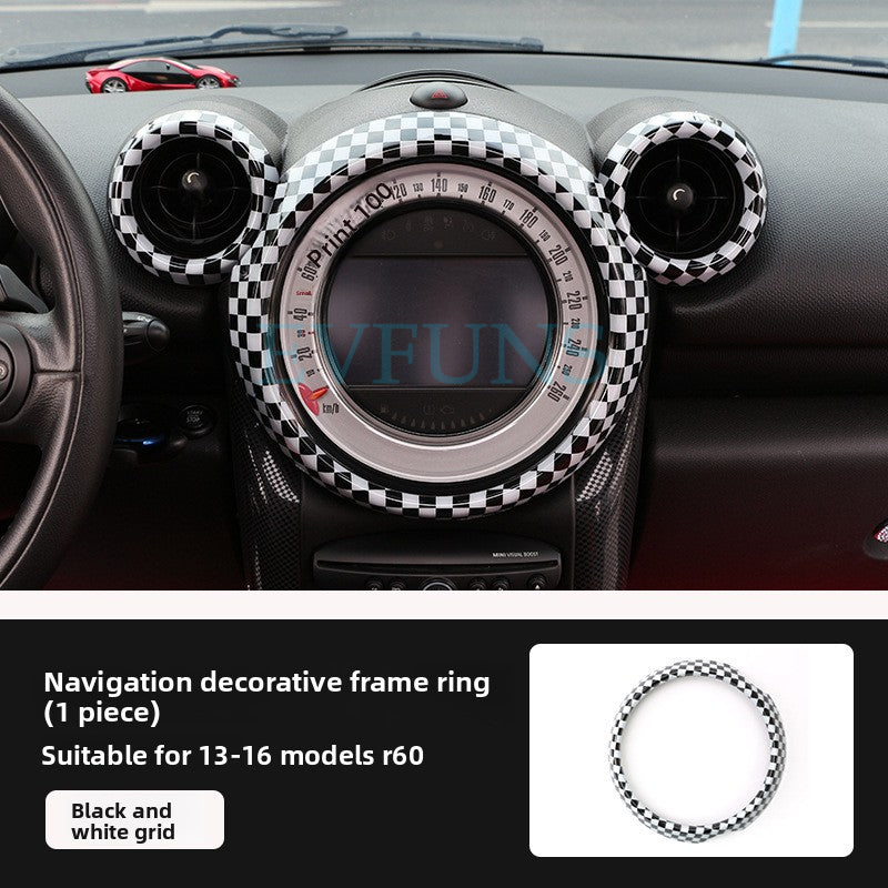 MINI Cooper Countryman R60 Dashboard Trim Cover – Interior Decoration Shell Navigation decorative ring (black and white