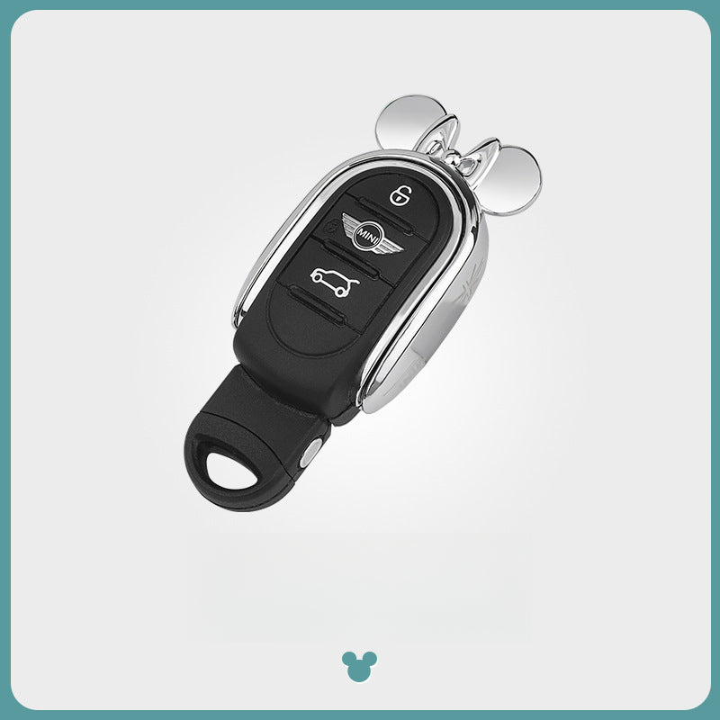 Luxury Mickey Metal Key Cover for MINI Cooper | Elegant Case for Women Minnie Metal Key Case [Silver] Evfuns
