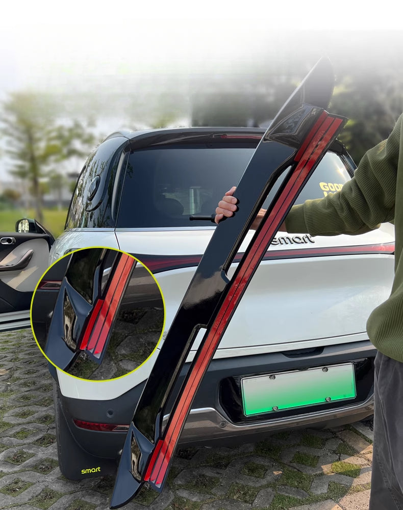 Smart # 1 Sport Roof Spoiler | No-Drill Custom Fit Wing Smart#1 Special Brabus Style Tail Wing [Piano Black] / Smart #