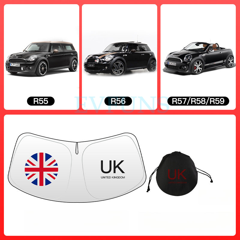 MINI Cooper / Aceman Windshield Sunshade Umbrella – Custom Fit Heat & UV Protection R55/56/57/58/59 [Redmi]--Includes