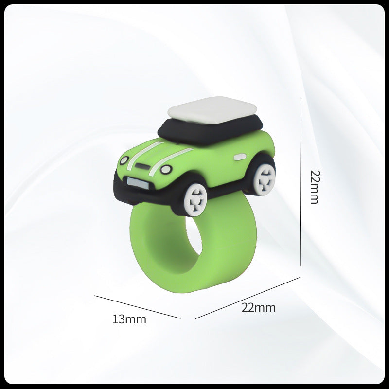 MINI Cooper Dashboard Silicone Ornament – Miniature Car Interior Decoration MINI Button Ring [Lime Green] Evfuns