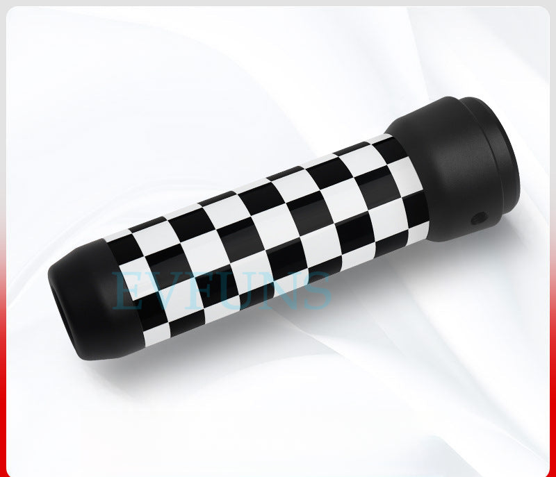 MINI Cooper Carbon Fiber Handbrake Cover – F & R Series Alloy Pull Rod F Series [Black and White Checkered Track