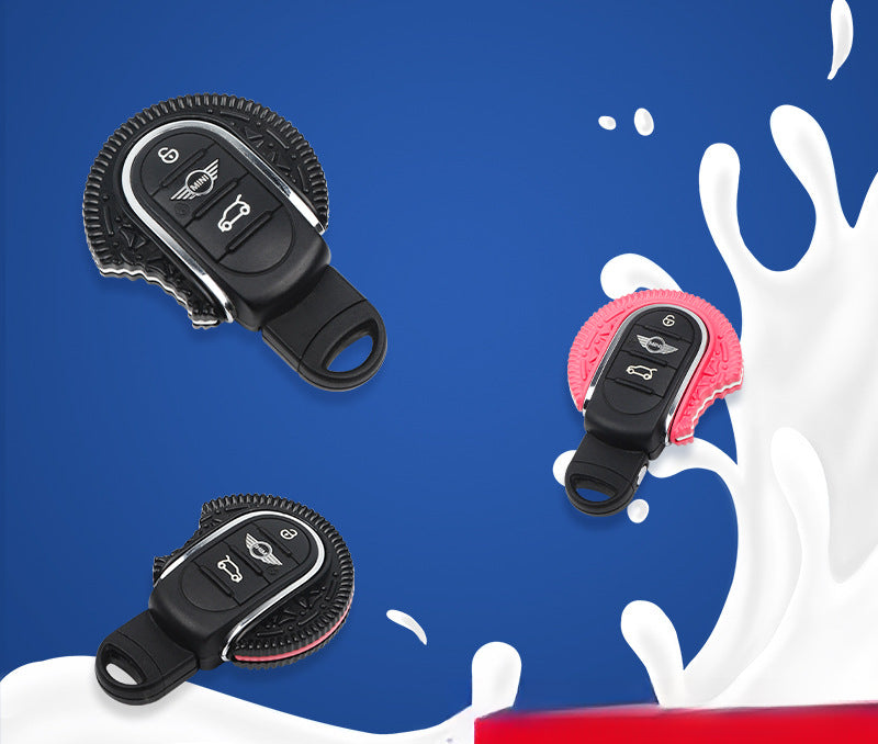 MINI Cooper Cute Oreo Key Cover Set – Key Shell + Keychain for Men & Women Evfuns