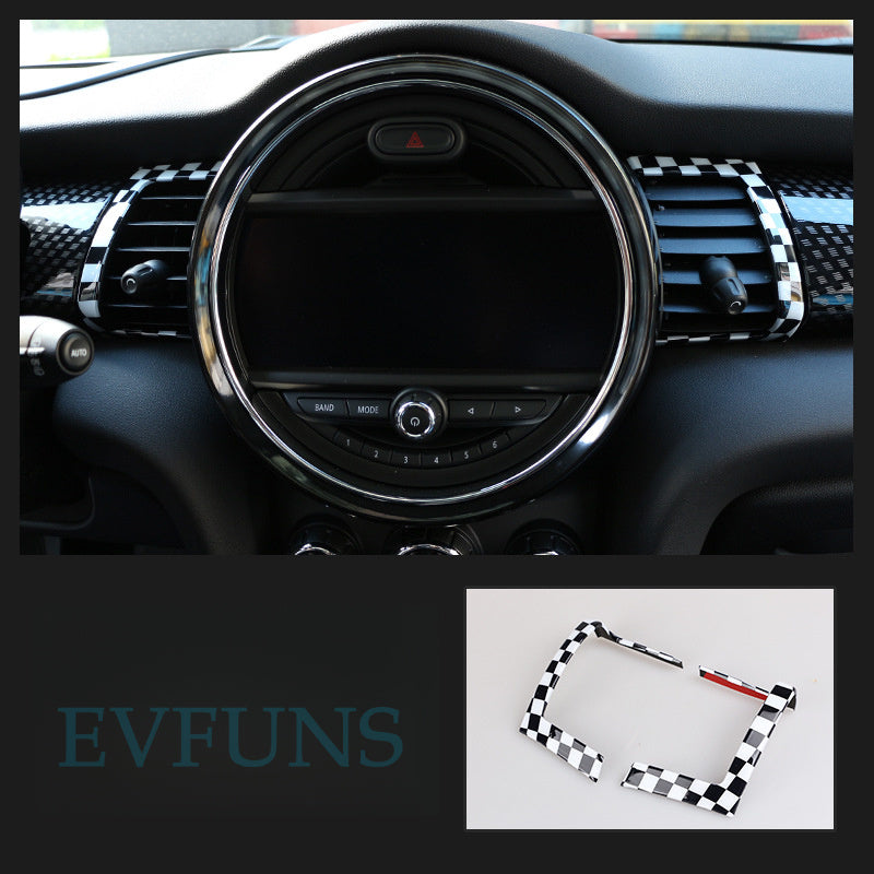 MINI Cooper F55/F56 Dashboard Air Vent Trim Cover Black and white plaid / as Shown in the Picture Evfuns
