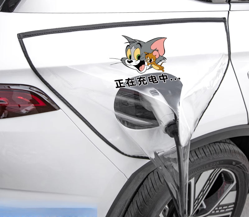 Smart # 5 EV Charging Port Rain Cover | Waterproof Protector [Small Image--Tom and Jerry Style] Rechargeable Gun Rain
