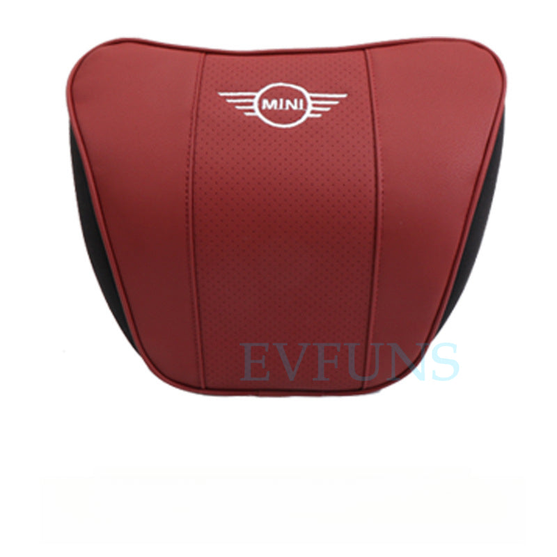 MINI Cooper Memory Foam Neck Pillow & Lumbar Support Cushion Headrest [Burgundy Red] Evfuns