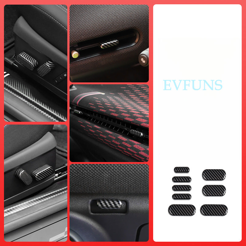 MINI J01 / J05 Seat Adjustment Button Cover – Interior Trim for Cooper EV J01/J05 [Carbon Fiber Pattern] Full Car