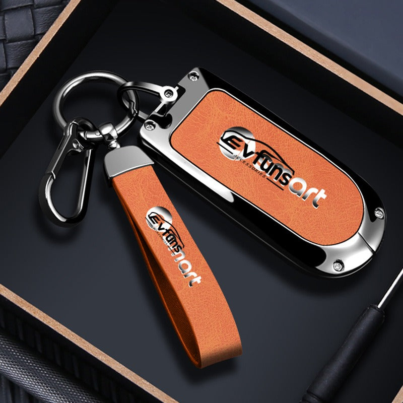 Premium Alloy & Leather Keychain for Smart #5