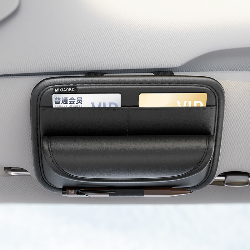 Leather Car Sun Visor Sunglasses Holder | Glasses & Card Organizer