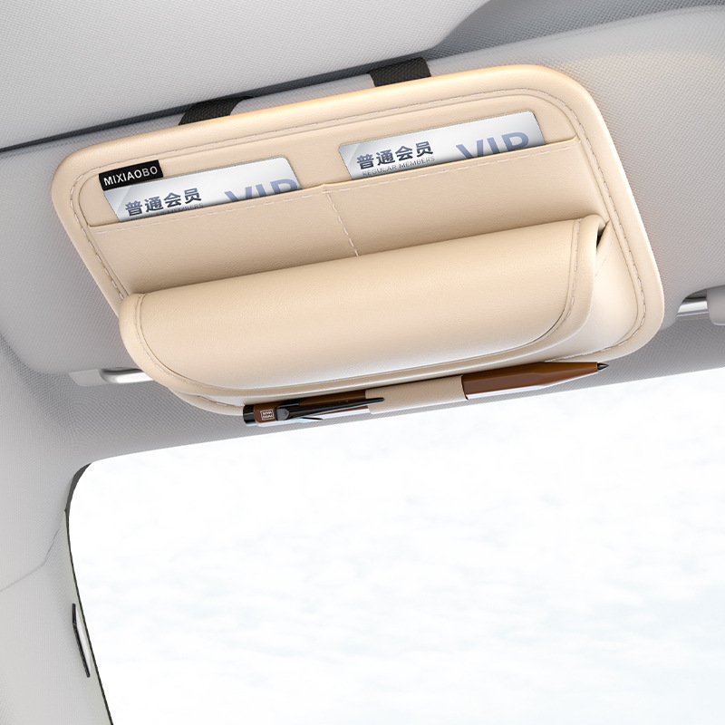 Leather Car Sun Visor Sunglasses Holder | Glasses & Card Organizer