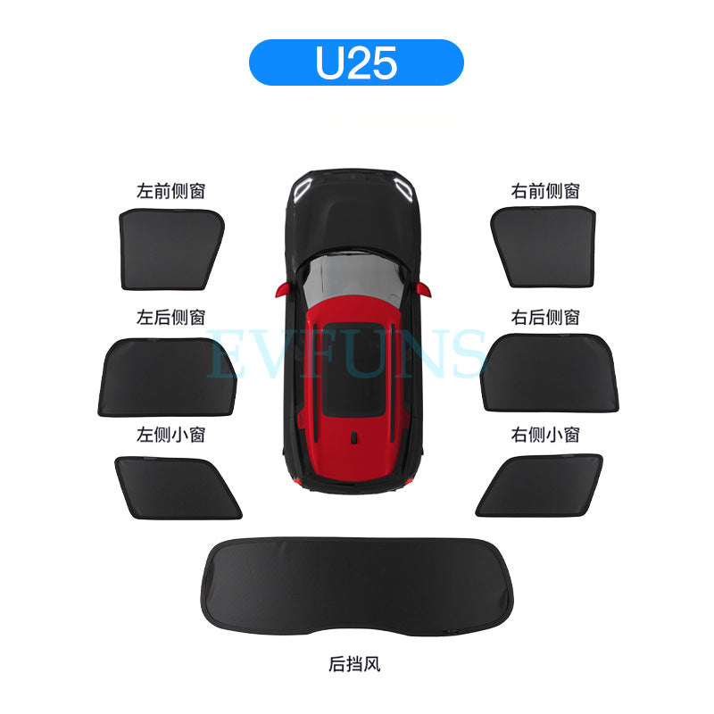 MINI U25 J05 Magnetic Sunshade – Side Window UV Protection Curtain U25 Evfuns