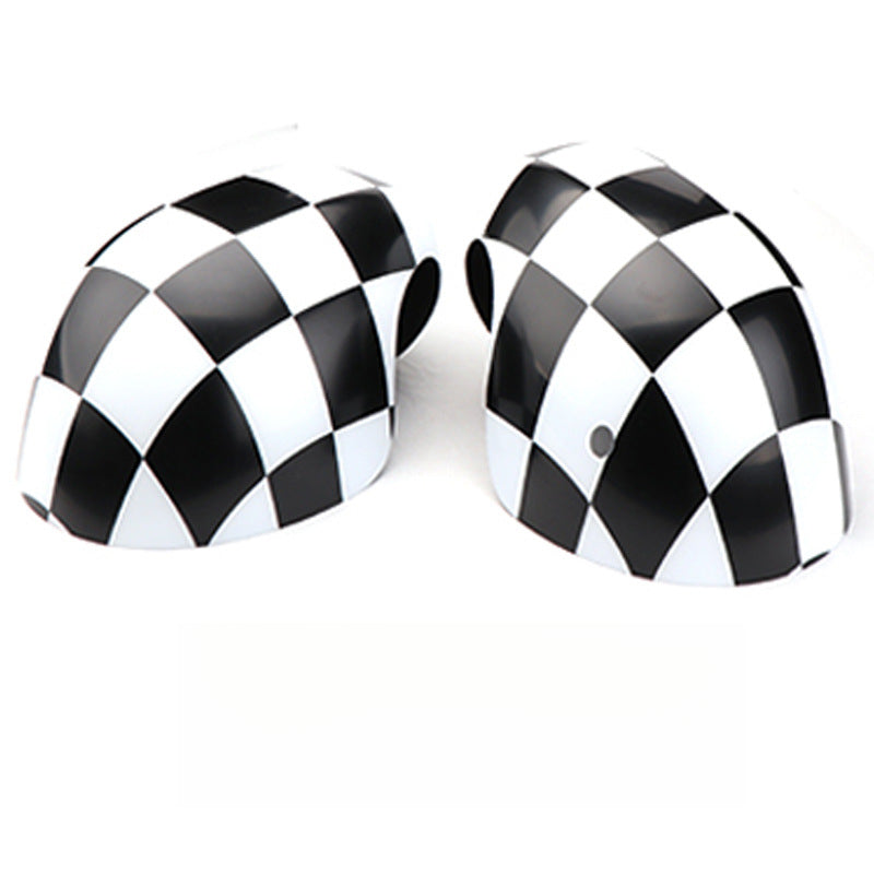 MINI Cooper / Countryman Side Mirror Cover After 2020 (Black and White Plaid) One-Pair Package Evfuns