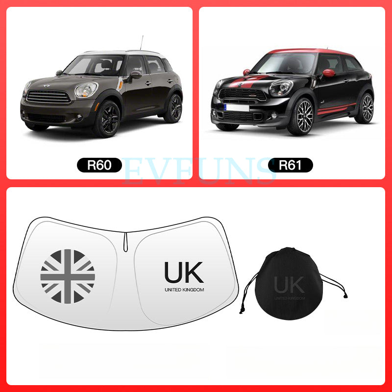 MINI Cooper / Aceman Windshield Sunshade Umbrella – Custom Fit Heat & UV Protection R60/61 [Gray Rice]--Includes