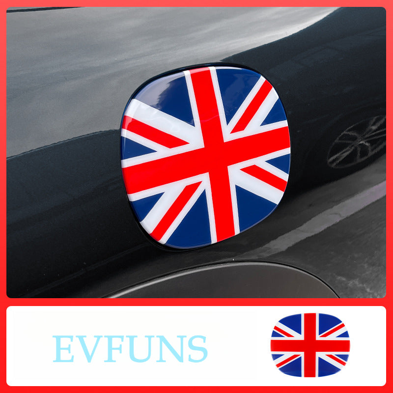 MINI Cooper F66 Fuel Tank Cover Trim – 2024 Petrol Model Exclusive [Red and Blue Rice Flag] F66 Fuel Tank Cap Sticker
