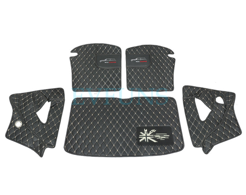 MINI Cooper Trunk Mat – Full Coverage Cargo Liner for Countryman / Clubman Special for R55 (Full Set of 5 Pieces) Evfuns