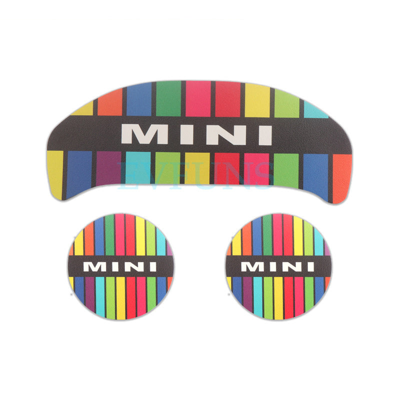 MINI Cooper Leather Cup Holder Mat – F56 F60 F54 Anti-Slip Interior Pad F54 (rainbow strip) three-piece set Evfuns