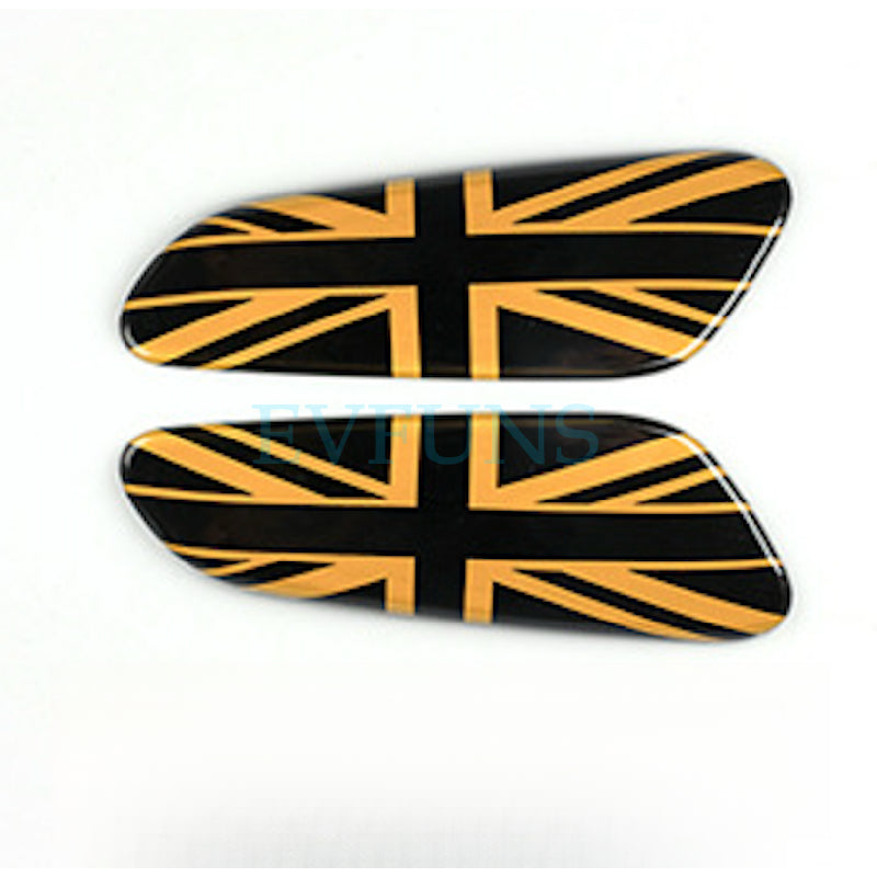 MINI COUNTRYMAN F60 Armrest Side Trim Cover – Interior Decoration Stickers (2PCS) Armrest Box (Black Gold Rice Flag 2