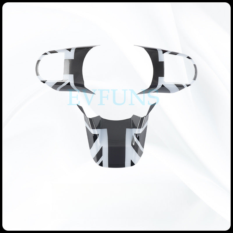 MINI Cooper F-Series Steering Wheel Trim Cover Black and Gray Rice Flag [High Match] Evfuns