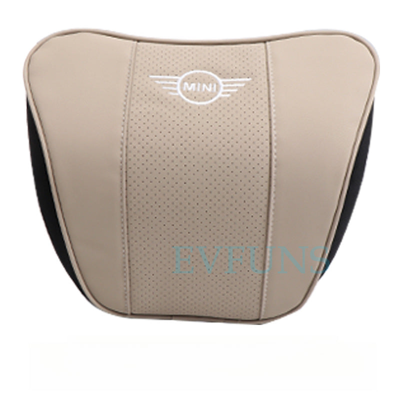 MINI Cooper Memory Foam Neck Pillow & Lumbar Support Cushion Headrest [Off-white] Evfuns
