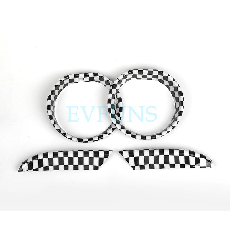 MINI Countryman F60 Fog Light Trim Cover Fog lamp decorative frame black and white checkered style (set of four) Evfuns