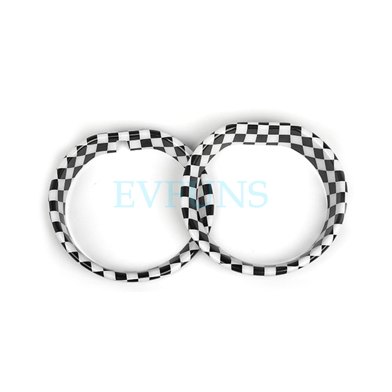 MINI Countryman F60 Fog Light Trim Cover Fog lamp decorative frame black and white checkered style (set of two) Evfuns