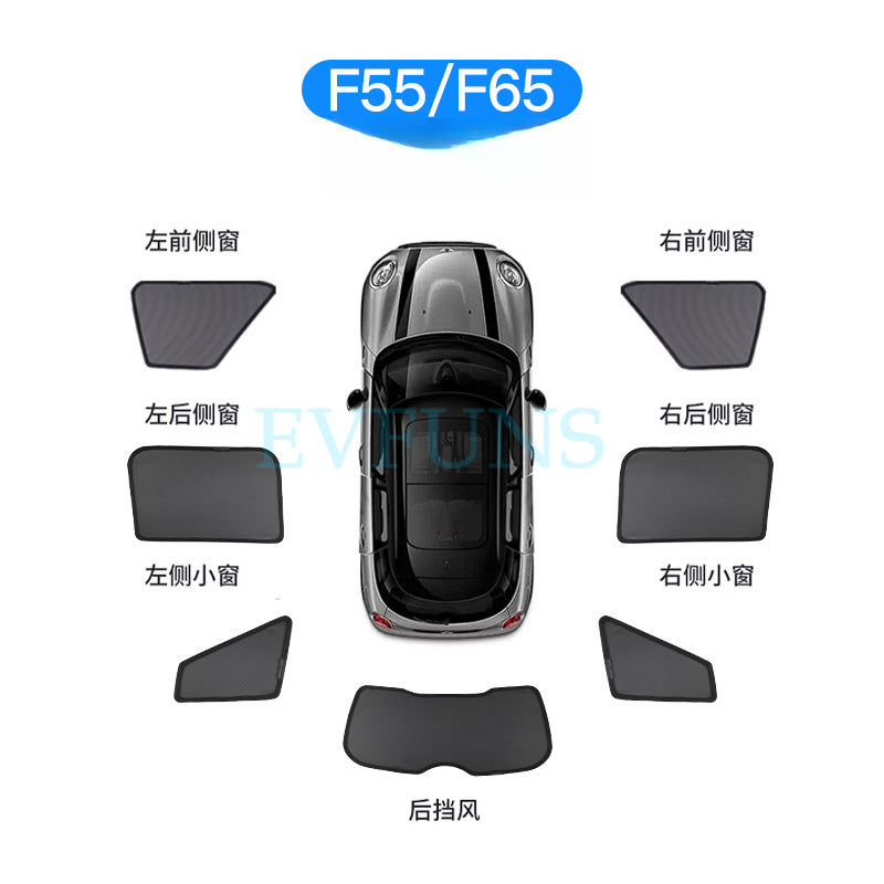 MINI U25 J05 Magnetic Sunshade – Side Window UV Protection Curtain F55/F65. Evfuns