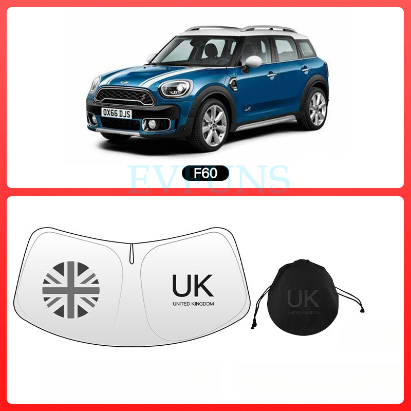 MINI Cooper / Aceman Windshield Sunshade Umbrella – Custom Fit Heat & UV Protection F60 [Gray Rice]--Comes with Storage