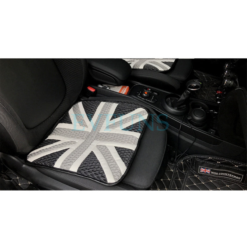 Universal MINI Car Seat Cushion – Ice Silk Mat with Union Jack Design Black and Red Rice Flag (Single Price) Evfuns