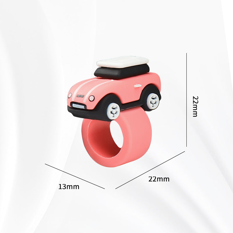 MINI Cooper Dashboard Silicone Ornament – Miniature Car Interior Decoration MINI Button Ring [Pink] Evfuns