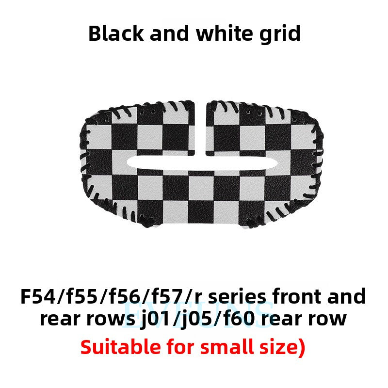 Seat Belt Buckle Protector for MINI Electric J01/J05 – PU Leather Cover [Black and White Checkered Small Buckle]