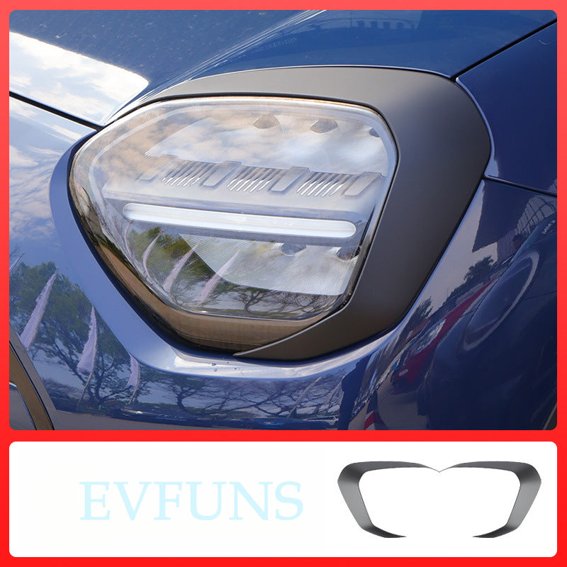 MINI J05 Headlight Eyelid Trim – Blacked-Out Styling Kit for Electric MINI Plain Black Evfuns