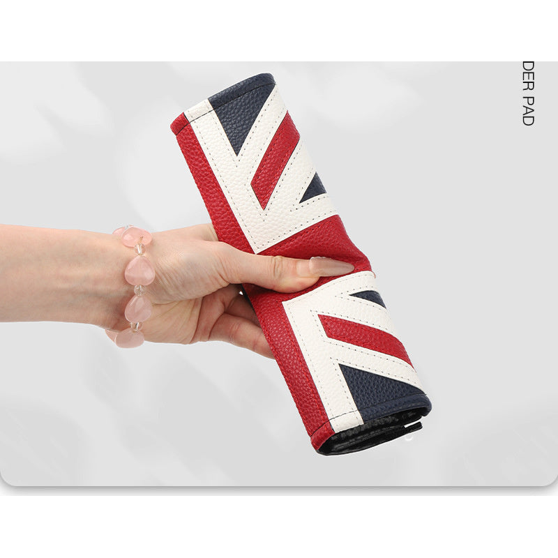 MINI Red Checkered Seatbelt Shoulder Pad with Union Jack Evfuns