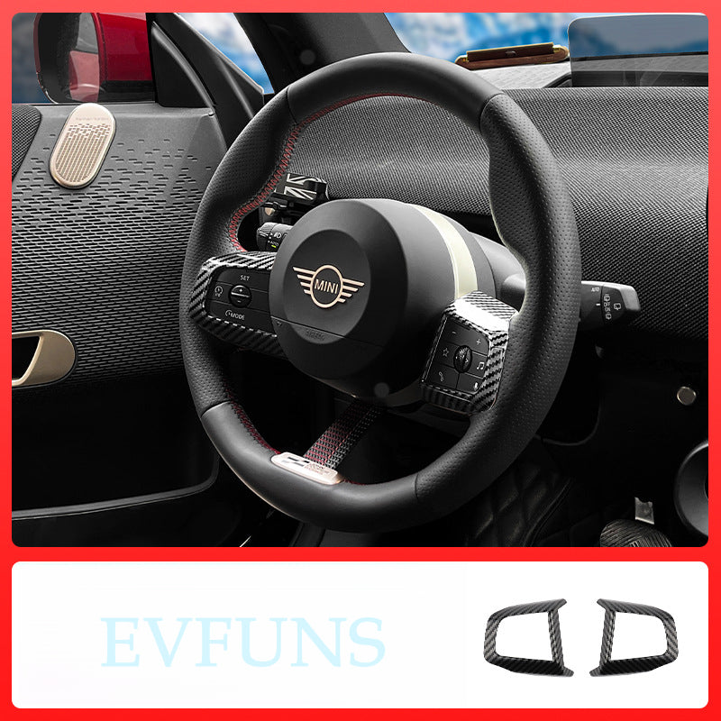 MINI Steering Wheel Button Decorative Cover Carbon fiber pattern Evfuns