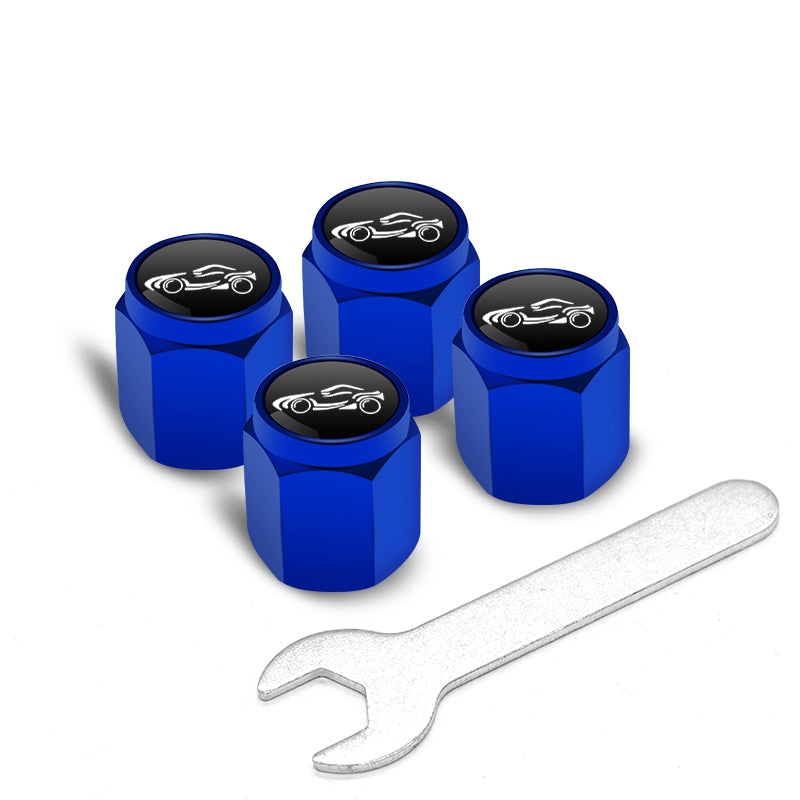 Smart # 1 # 3 # 5 Tire Valve Caps | Custom Wheel Stem Covers Sports Car Logo [4 Pack + Wrench] Blue Evfuns