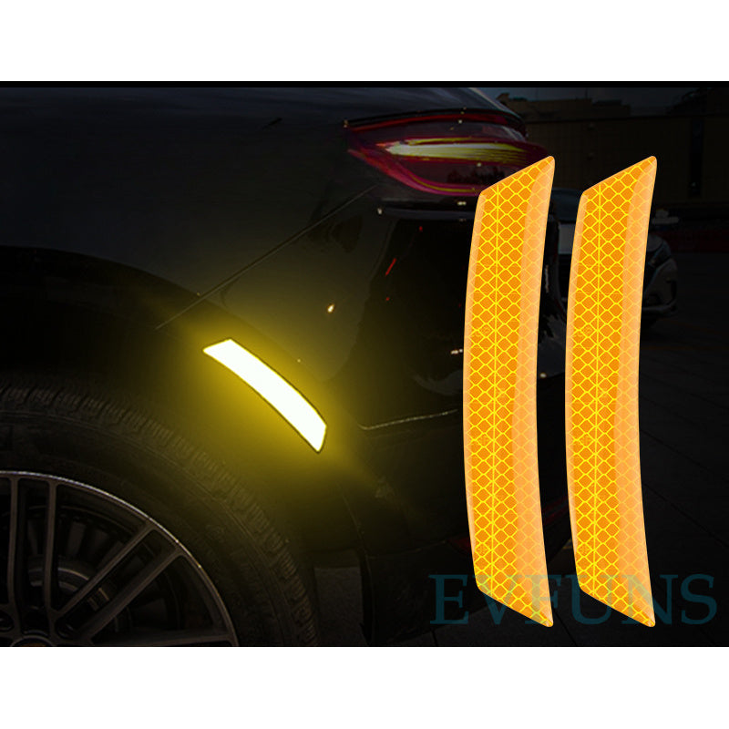 Car Wheel Arch Reflective Strips – Night Safety Warning Stickers (Glow-in-the-Dark) Orange yellow (set of 2 pieces)