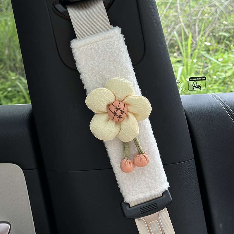 Smart # 1 Seat Belt Shoulder Pad | Cute Women’s Safety Belt Cover Lamb Wool Safety Belt Shoulder Pad [Cream Yellow
