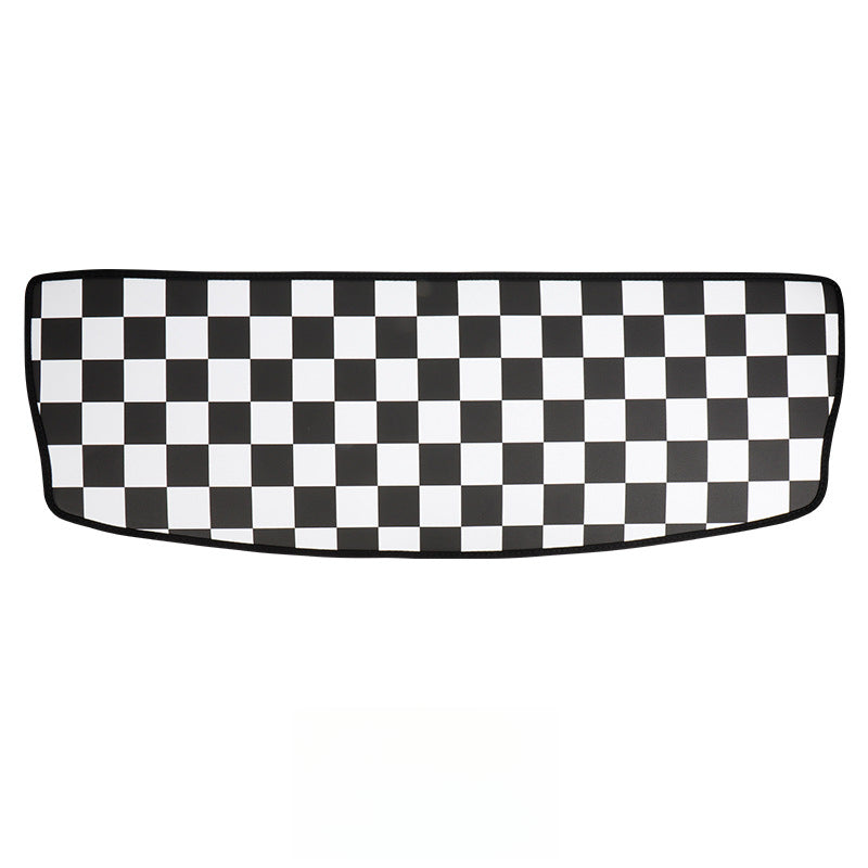 MINI J01 J05 ACEMAN Rear Trunk Privacy Cover & Leather Back Window Mat [Black and White Grid] Suitable for J05 Evfuns