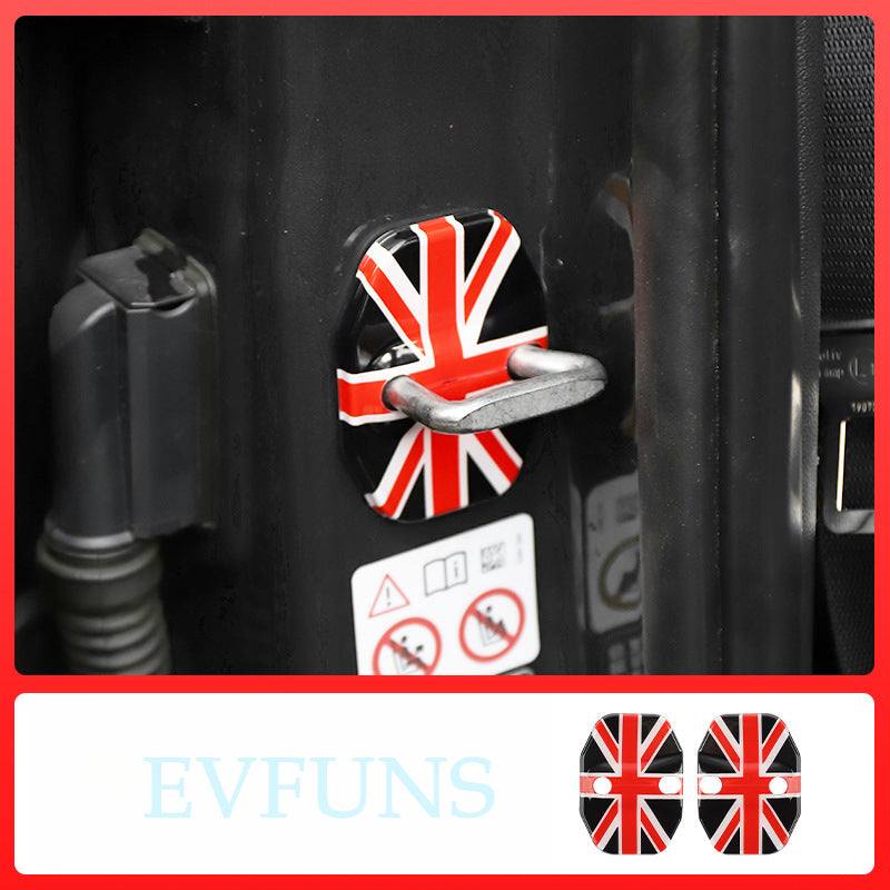 MINI F65/F66/F67 Door Lock Cover Protector Black and Red Union Flag Evfuns