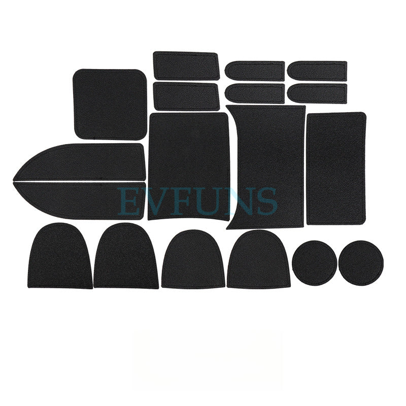 MINI JCW / Countryman U25 Leather Anti-Slip Cup Holder & Door Slot Mats [Black] 18-piece set/applicable to U25 Evfuns