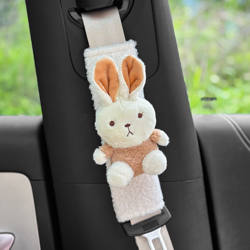 Smart # 1 Seat Belt Shoulder Pad | Cute Women’s Safety Belt Cover Lamb Wool Safety Belt Shoulder Pad [Khaki Little